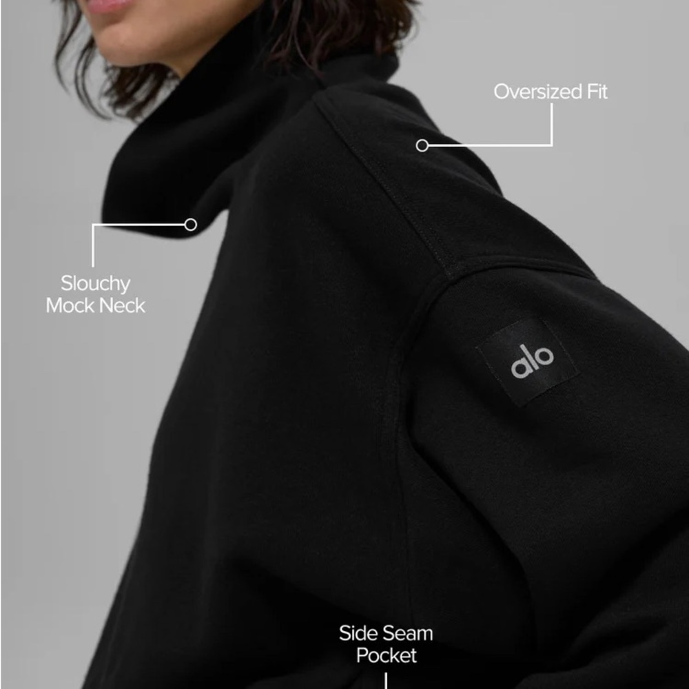 ALO Yoga Women's Black Hazy Mock Neck Pullover